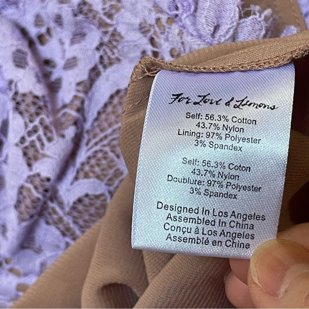 For Love & Lemons Valentina Lace Corset Mini Dress in Lavender Size S - Picture 9 of 16